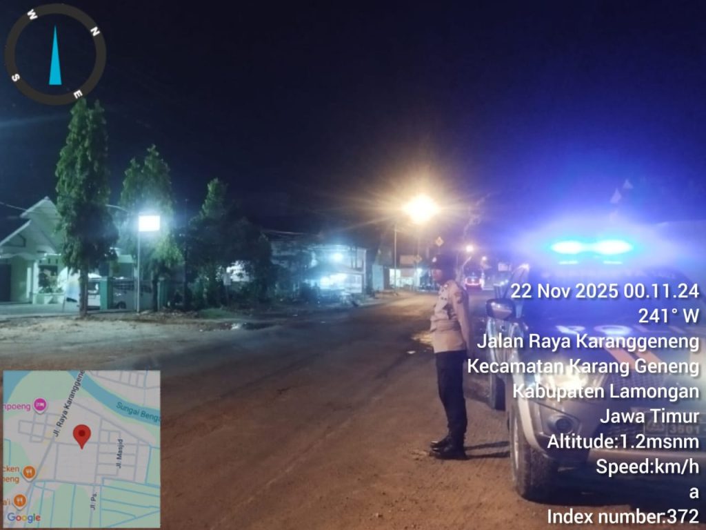 Patroli Dini Hari Polsek Karanggeneng Sisir Jalur Poros dan Titik Rawan Guna Cegah Guantibmas