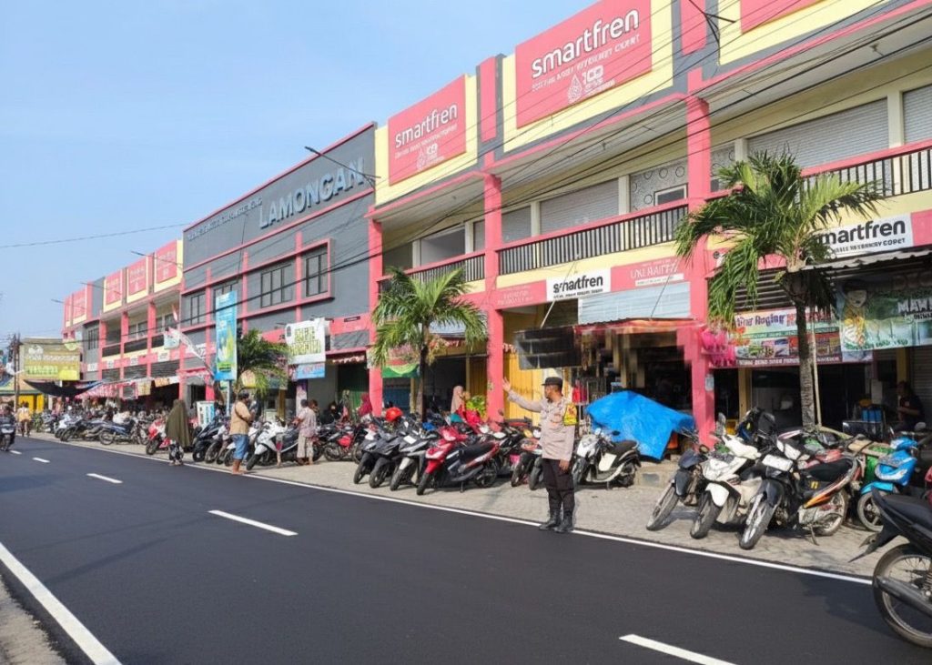Polisi Pagi Hari Turun ke Jalan, Arus Lalu Lintas Depan Pasar Cendere Karanggeneng Lancar dan Kondusif